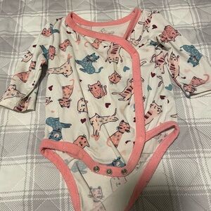 Miniville Pink and Blue Cat Pattern Bodysuit